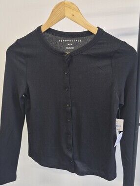 Aéropostale Black Button-Up Cardigan
